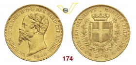 VITTORIO EMANUELE II, Re di Sardegna (1849-1861) 20 Lire 1860 Genova. MIR 1055v Pag. 356 Au g 6,45 Non comune SPL÷FDC