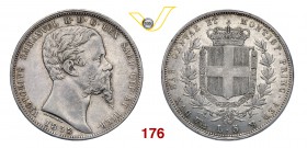 VITTORIO EMANUELE II, Re di Sardegna (1849-1861) 5 Lire 1852 Genova. MIR 1057e Pag. 374 Ag g 24,95 Rara BB+