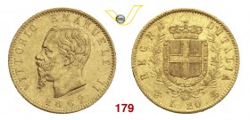 VITTORIO EMANUELE II (1861-1878) 20 Lire 1862 Torino. MIR 1078c Pag. 456 Au g 6,42 SPL