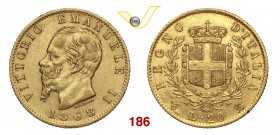 VITTORIO EMANUELE II (1861-1878) 20 Lire 1868 Torino. MIR 1078i Pag. 462 Au g 6,45 BB/q.SPL