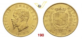 VITTORIO EMANUELE II (1861-1878) 20 Lire 1874 Milano. MIR 1078q Pag. 470 Au g 6,45 Non comune SPL