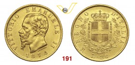 VITTORIO EMANUELE II (1861-1878) 20 Lire 1874 Roma. MIR 1078r Pag. 471 Au g 6,42 Non comune • Ec Coll. Augustus q.SPL