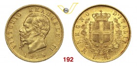 VITTORIO EMANUELE II (1861-1878) 20 Lire 1875 Roma. MIR 1078s Pag. 472 Au g 6,44 Rara • Ex Coll. Augustus BB/q.SPL