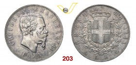 VITTORIO EMANUELE II (1861-1878) 5 Lire 1873 Milano. MIR 1082r Pag. 496 Ag g 24,95 q.SPL