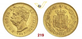 UMBERTO I (1878-1900) 20 Lire 1897 Roma. Pag. 588 MIR 1098s Au g 6,45 Rara FDC