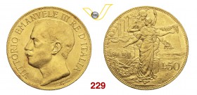 VITTORIO EMANUELE III (1900-1946) 50 Lire 1911 Roma “cinquantenario”. Pag. 656 MIR 1122a Au g 16,15 q.FDC