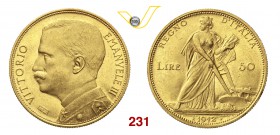 VITTORIO EMANUELE III (1900-1946) 50 Lire 1912 Roma “aratrice”. Pag. 653 MIR 1121b Au g 16,12 SPL+