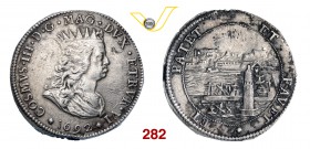 LIVORNO COSIMO III DE MEDICI (1670-1723) Tollero 1692. D/ Busto coronato R/ Il porto di Livorno. Di Giulio 135 MIR 64/9 Ravegnani 13 Ag g 26,50 • Al r...