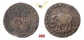 MANTOVA VINCENZO GONZAGA (1627) Soldo con l'elefante. D/ Due pissidi R/ Elefante. CNI 38 MIR 636 Cu g 3,49 Rarissima • Il duca Vincenzo II Gonzaga sig...