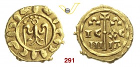 MESSINA FEDERICO II DI SVEVIA (1198-1250) Multiplo di Tarì s.d. D/ Aquila coronata R/ Lunga croce. MIR 67 Au g 1,59 SPL