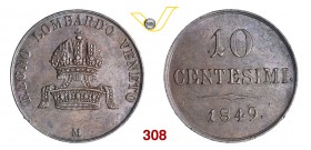 MILANO FRANCESCO GIUSEPPE I (1848-1916) 10 Centesimi 1849. Kr. C28 Cu g 18,20 SPL