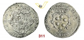 MODENA CESARE D'ESTE e VIRGINIA DE MEDICI (1598-1615) 6 Bolognini. D/ Stemma estense coronato R/ Stemma mediceo coronato. MIR 711 Ag g 2,86 SPL