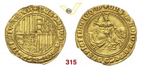 NAPOLI ALFONSO I D'ARAGONA (1442-1458) Sesquiducato s.d. D/ Il Re a cavallo con spada sguainata R/ Stemma rotondo inquartato. P.R. 1 MIR 52 Au g 5,19 ...