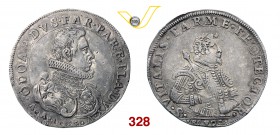 PARMA ODOARDO FARNESE (1622-1646) Scudo 1628. D/ Busto corazzato con collare alla spagnola R/ Mezza figura di San Vitale con scettro. MIR 1013/6 Ag g ...