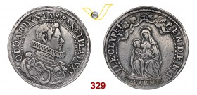 PARMA ODOARDO FARNESE (1622-1646) Ducatone 1629. D/ Busto corazzato con collare alla spagnola; sotto A 1629 A R/ La B. vergine col Bambino, incoronata...