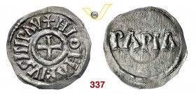 PAVIA LOTARIO I (840-855) Denaro (1,50 g; 22,15 mm); Pavia D/ +HLo(TH)ARIVS IMP Croce patente entro circolo perlinato. R/ PAPIA su una riga in circolo...