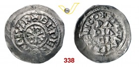 PAVIA BERENGARIO I, Re d'Italia (888-915) Denaro (1,625 g; 20,9 mm); Pavia D/ + BERENGARIS R Cristogramma affiancato da cinque globetti R/ + XPIITIANA...