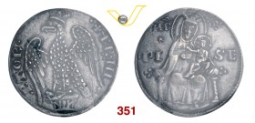 PISA REPUBBLICA, a nome di FEDERICO I (1150-1312) Grosso da 2 Soldi. D/ Aquila coronata R/ La Vergine seduta col Bambino. MIR 397 Ag g 2,86 Rara • Sig...