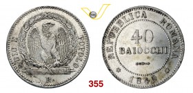 ROMA II REPUBBLICA ROMANA (1848-1849) 40 Baiocchi 1849. Pag. 339 Mi g 20,60 SPL÷FDC