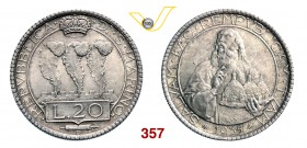 ROMA SAN MARINO (1864-1938) 20 Lire 1935. Pag. 345 Ag g 14,96 FDC