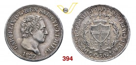 CARLO FELICE (1821-1831) 50 Centesimi 1827 Genova. MIR 1038g Pag. 114 Ag g 2,49 SPL