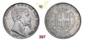 VITTORIO EMANUELE II, Re di Sardegna (1849-1861) 5 Lire 1859 Genova. MIR 1057r Pag. 387 Ag g 25,03 Rara q.FDC/FDC