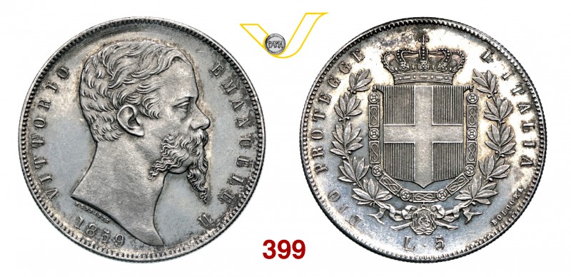 VITTORIO EMANUELE II, Re Eletto (1859-1861) 5 Lire 1859 Bologna. MIR 1063a Pag. ...