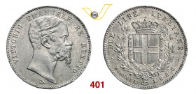 VITTORIO EMANUELE II, Re Eletto (1859-1861) 2 Lire 1860 Firenze. MIR 1065a Pag. 436 Ag g 9,91 Rara • Minimi segnetti di contatto al diritto q.FDC