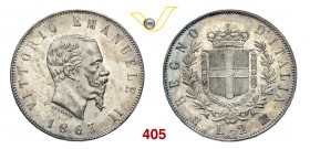 VITTORIO EMANUELE II (1861-1878) 2 Lire 1863 Napoli. MIR 1083c Pag. 506 Ag g 9,97 SPL÷FDC