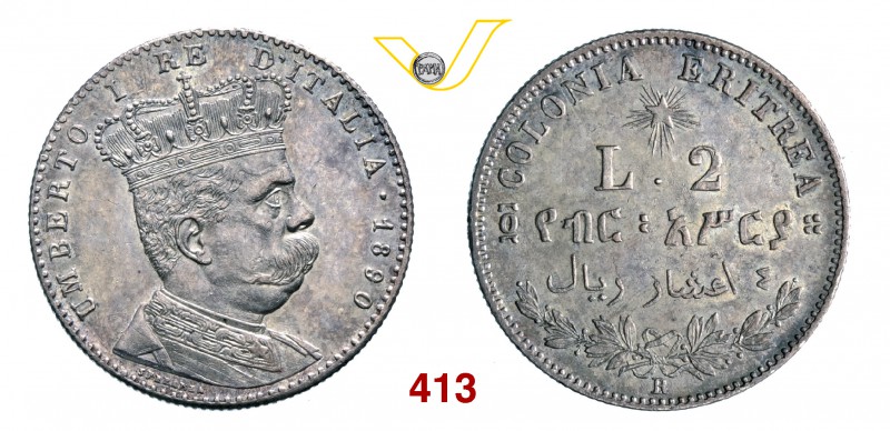UMBERTO I - monetazione per l’Eritrea (1878-1900) 2 Lire 1890 Roma. Pag. 632 MIR...