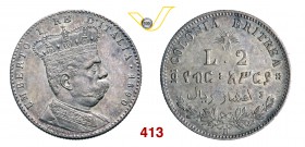 UMBERTO I - monetazione per l’Eritrea (1878-1900) 2 Lire 1890 Roma. Pag. 632 MIR 1111a Ag g 9,97 Rara SPL