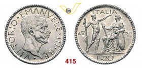 VITTORIO EMANUELE III (1900-1946) 20 Lire 1927 V Roma “littore”. Pag. 671 MIR 1128a Ag g 14,95 Rarissima FDC