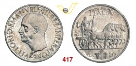 VITTORIO EMANUELE III (1900-1946) 20 Lire 1937 XV Roma “impero o quadriga”. Pag. 682 MIR 1130b Ag g 20,00 Rarissima FDC