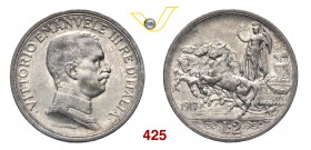 VITTORIO EMANUELE III (1900-1946) 2 Lire 1917 Roma “quadriga”. Pag. 740 MIR 1142d Ag g 9,98 SPL