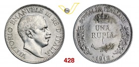 VITTORIO EMANUELE III - monetazione per la Somalia (1900-1946) Rupia 1912 Roma. Pag. 959 MIR 1175b Ag g 11,60 SPL