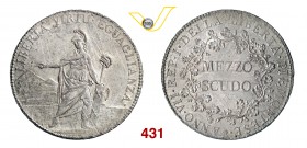 REPUBBLICA PIEMONTESE (1798-1799) Mezzo Scudo A. VII (1798-1799) Pag. 1 Ag g 17,58 Rara • Magnifico esemplare, per conservazione e patina FDC