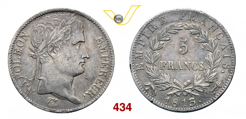 NAPOLEONE I, Imperatore (1804-1814) 5 Franchi 1813 Roma. Pag. 96 Ag g 24,96 Rari...