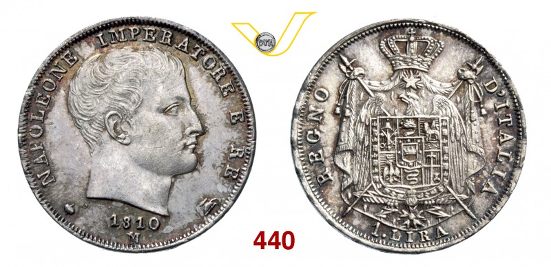 NAPOLEONE I, Imperatore (1804-1814) Lira 1810 Milano “II° tipo”. Pag. 43 Ag g 4,...