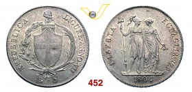REPUBBLICA LIGURE (1798-1805) 8 Lire 1804 VII. Pag. 13 Ag g 33,19 Non comune SPL