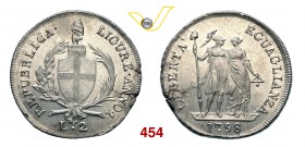 REPUBBLICA LIGURE (1798-1805) 2 Lire 1798 I. Pag. 17 Ag g 8,31 Molto rara • Rilievi notevoli; frattura marginale SPL