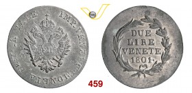 FRANCESCO II D’ASBURGO LORENA (1797-1805) 2 Lire 1801, T/ cordonato. Pag. 5b Mi g 9,08 BB/q.SPL