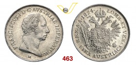 FRANCESCO I D’ASBURGO LORENA (1815-1835) Lira austriaca 1824. Pag. 144 Ag g 4,31 q.FDC