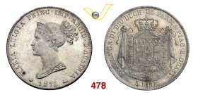 MARIA LUIGIA (1814-1847) 5 Lire 1815 (Milano) Pag. 5 MIR 1093/1 Ag g 25,00 Non comune SPL/q.FDC