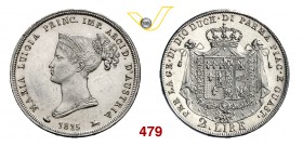MARIA LUIGIA (1814-1847) 2 Lire 1815 (Milano) Pag. 8 MIR 1094 Ag g 10,00 Molto rara • Fondi speculari SPL÷FDC
