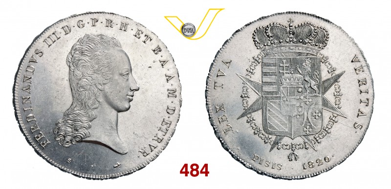 FERDINANDO III DI LORENA (1791-1801 e 1814-1824) Francescone da 10 Paoli 1820. P...