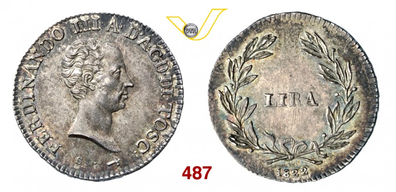 FERDINANDO III DI LORENA (1791-1801 e 1814-1824) Lira 1822. Pag. 73 Ag g 3,86 No...