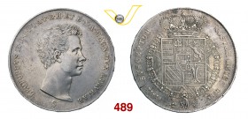 LEOPOLDO II DI LORENA (1824-1859) Francescone da 10 Paoli 1830. Pag. 108 Ag g 27,25 Rarissima BB+