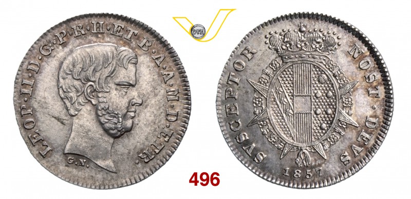 LEOPOLDO II DI LORENA (1824-1859) Mezzo Paolo 1857. Pag. 160 Ag g 1,35 SPL/FDC