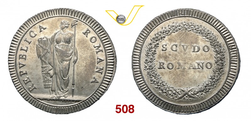 PRIMA REPUBBLICA ROMANA (1798-1799) Scudo s.d. Pag. 1 Ag g 26,42 Rara • Molto ra...