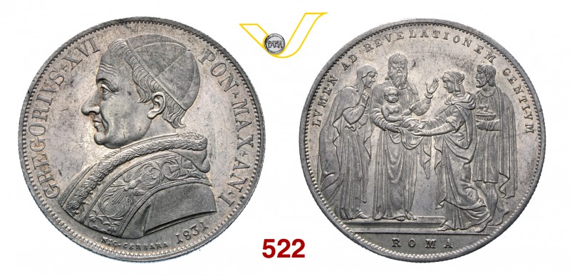 GREGORIO XVI (1831-1846) Scudo 1831 I, Roma. Pag. 198 Ag g 26,46 SPL